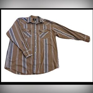 Vintage Saddle King Western Pearl Snap Stripe Cowboy Shirt 16.5 34